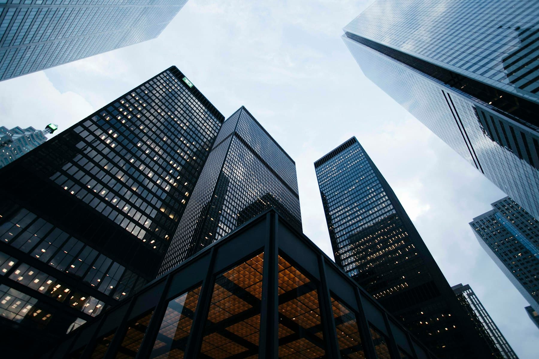 Financial-district towers — the institutions the Engine integrates with